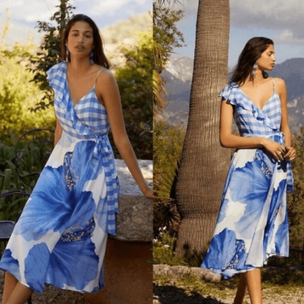 Anthropologie Blue & Farm Rio Casual Floral Wrap Dress